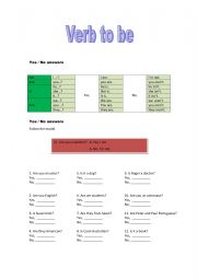 English Worksheet: Yes, No qs