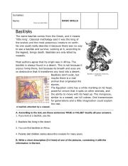 English Worksheet: Basilisks - Reading Comprehension
