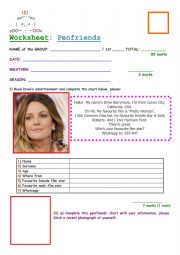 English Worksheet: Pen friends