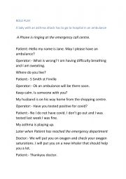 English Worksheet: Role play going in an ambulance vocabulary needed