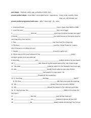 English Worksheet: Verb tenses Past Simple, Present Perfect Simple   or Present Perfect Progressive