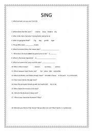 English Worksheet: SING movie worksheet