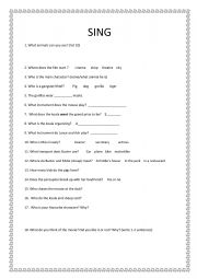 SING movie worksheet