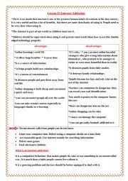 English Worksheet: lesson 25 : internet addiction