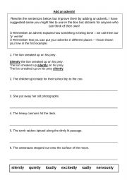 English Worksheet: Add an adverb