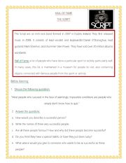 English Worksheet: The script-hall of fame