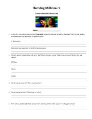 English Worksheet: Slumdog Millionaire Comprehension Questions