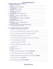 English Worksheet: Reported speech