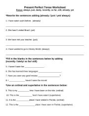 Present Perfect Worksheet