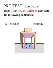 English Worksheet: Preposition for Kids
