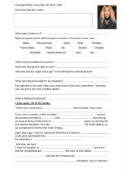 English Worksheet: Beyonc�s speech Vote for Hilary Clinton