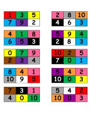 English Worksheet: BINGO - NUMBERS AND CLOURS 