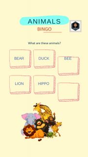 English Worksheet: Bingo animals