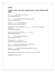 English Worksheet: past simple vs oast continuous