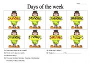 English Worksheet: days of the weeek