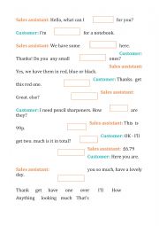 English Worksheet: Stationary shop role play