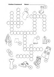 English Worksheet: clothes crossword