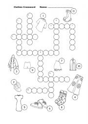 English Worksheet: clothes crossword