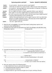 English Worksheet: Expressing opinion and belief