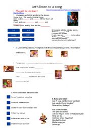 English Worksheet: RAPUNZEL SONG