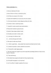 English worksheet: Typical Mistakes at L1