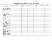 English Worksheet: Speed dating for a holiday