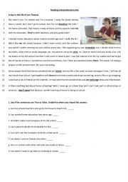 English Worksheet: Reading comprehension 