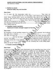 English Worksheet: AGONY AUNT LETTERS