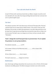 English Worksheet: The Beatles text and tasks 