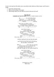 English Worksheet: Mad World listening exercise