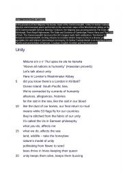 English Worksheet: poem Unity