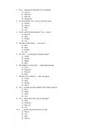 English Worksheet: Modal Verbs