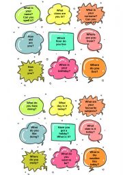English Worksheet: Speaking cards elementary