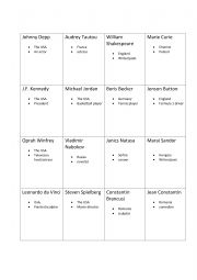 English Worksheet: Conversation cards - Famous people