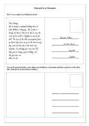 English Worksheet: Writing a postcard