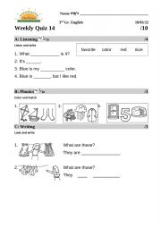 English Worksheet: Colors and Clothes Quiz