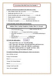 English Worksheet: correction