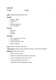 3rd hour lesson plan  Aly�s friend 
