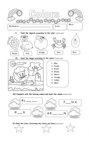 English Worksheet: Colors