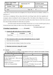 English worksheet: End term test2 7th form
