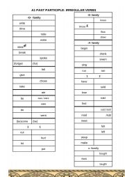 A1 irregular verbs simple past