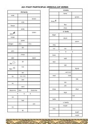 A2 irregular verbs, patterns. 