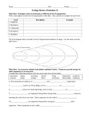 English Worksheet: Ecology Worksheet