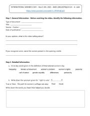 English Worksheet: International Women�s Day