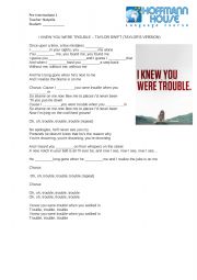 English Worksheet: I knew we were trouble