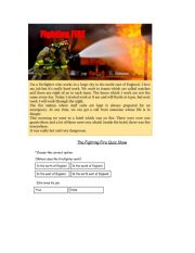 English Worksheet: Fighting Fire