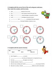 English Worksheet: Past continuous and time