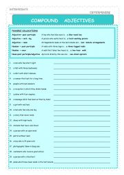 English Worksheet: Compound Adjectives
