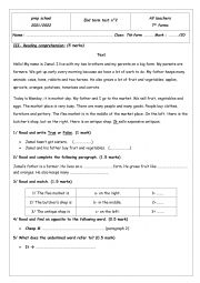 English Worksheet: end term test 2 7th form
