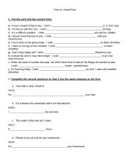 English Worksheet: Unreal past test